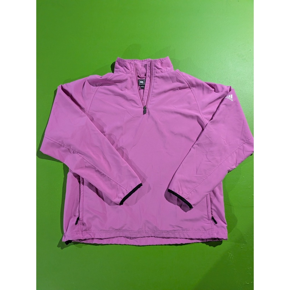 Adidas ClimaProof‎ Pink Windbreaker Jacket Women's Large Golf Tennis 1/4 Zip